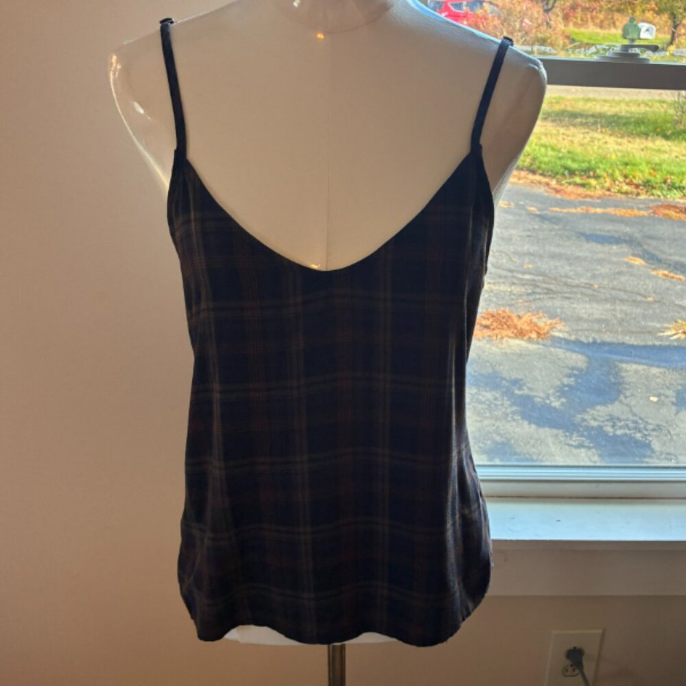 York Street Lace-Up Plaid Tank Top Camisole Cami